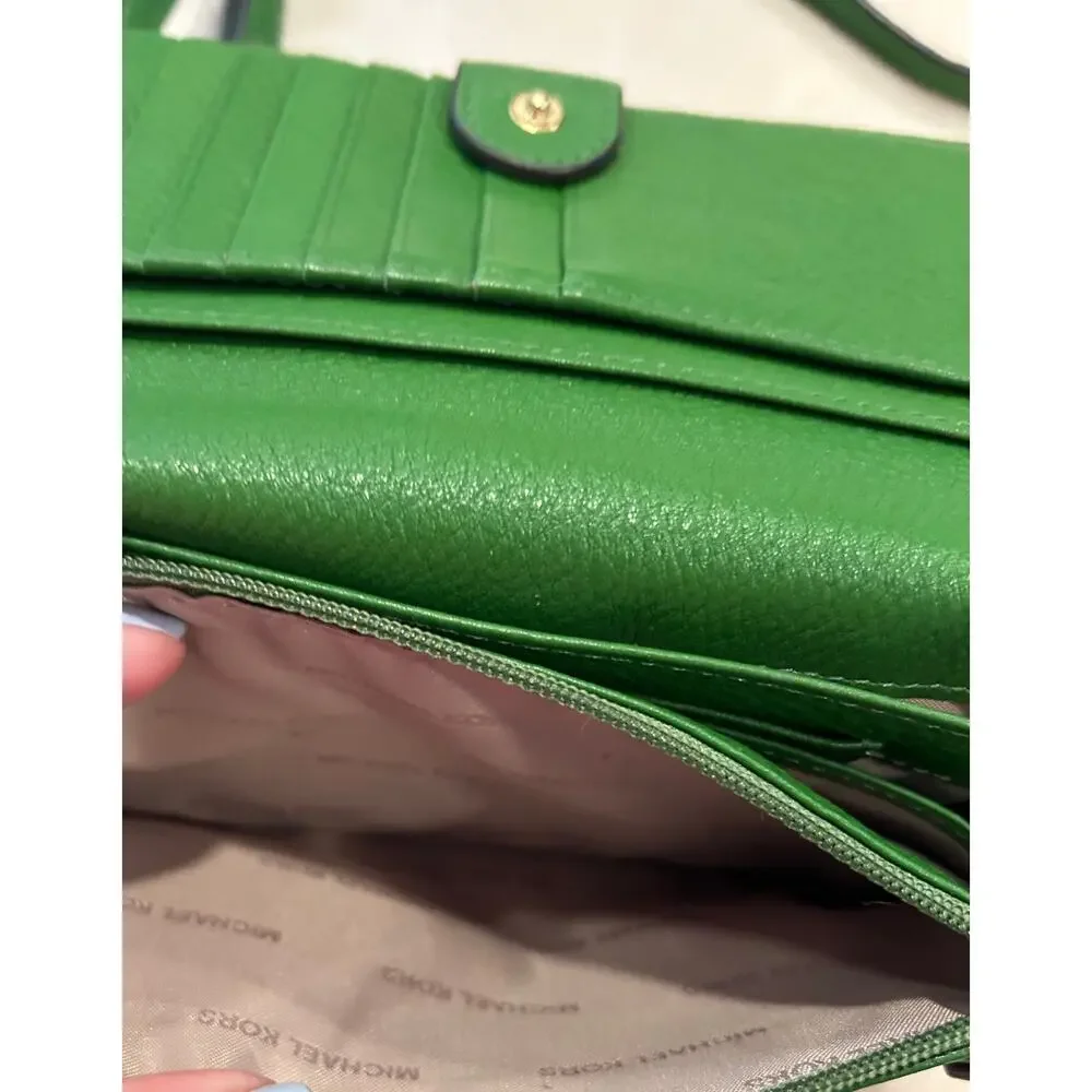 MICHAEL KORS Mercer Floral Embellished Pebbled Leather Smartphone Crossbody